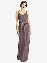 Front View Thumbnail - French Truffle V-Neck Blouson Bodice Chiffon Maxi Dress