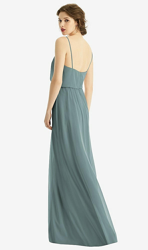 Back View - Icelandic V-Neck Blouson Bodice Chiffon Maxi Dress