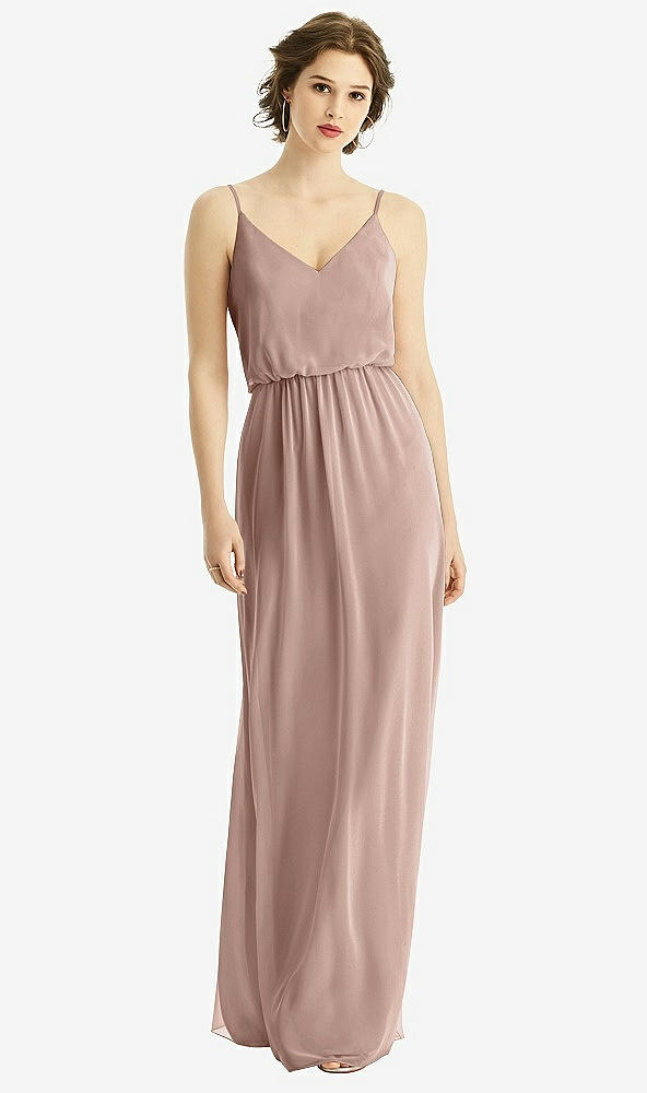 Front View - Neu Nude V-Neck Blouson Bodice Chiffon Maxi Dress