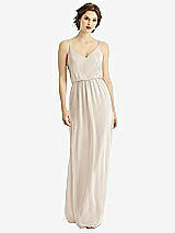 Front View Thumbnail - Oat V-Neck Blouson Bodice Chiffon Maxi Dress