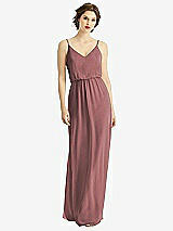 Front View Thumbnail - Rosewood V-Neck Blouson Bodice Chiffon Maxi Dress