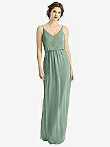 Front View Thumbnail - Seagrass V-Neck Blouson Bodice Chiffon Maxi Dress