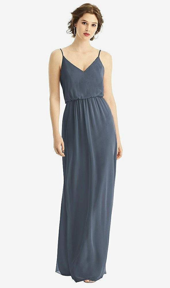 Front View - Silverstone V-Neck Blouson Bodice Chiffon Maxi Dress