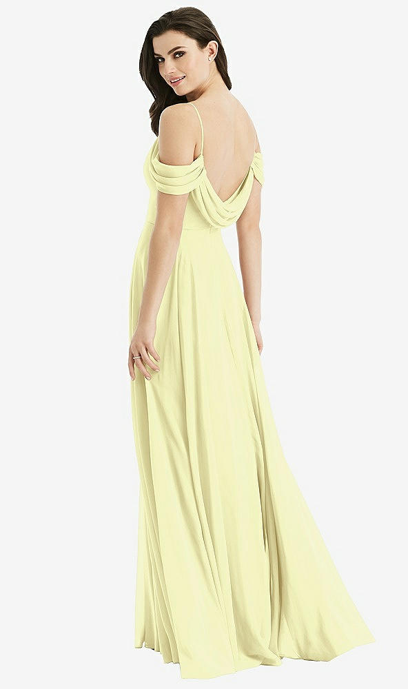 Front View - Butter Yellow Off-the-Shoulder Open Cowl-Back Maxi Dress