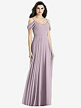 Rear View Thumbnail - Lilac Dusk Off-the-Shoulder Open Cowl-Back Maxi Dress