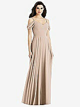 Rear View Thumbnail - Topaz Off-the-Shoulder Open Cowl-Back Maxi Dress