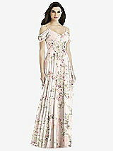 Rear View Thumbnail - Blush Garden Off-the-Shoulder Open Cowl-Back Maxi Dress