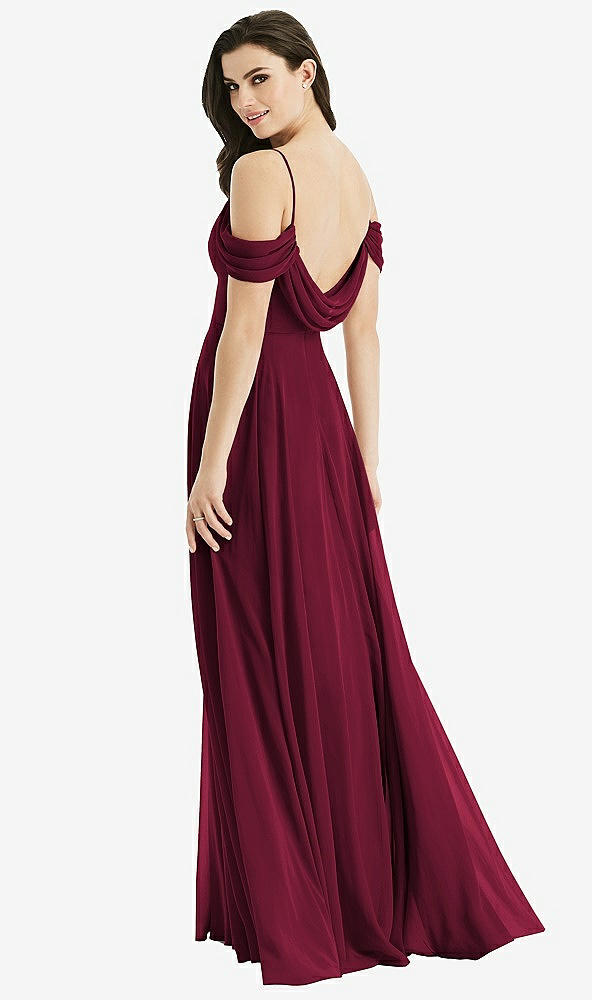 Front View - Cabernet Off-the-Shoulder Open Cowl-Back Maxi Dress