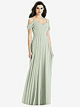 Rear View Thumbnail - Celadon Off-the-Shoulder Open Cowl-Back Maxi Dress