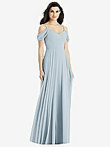 Rear View Thumbnail - Mist Off-the-Shoulder Open Cowl-Back Maxi Dress