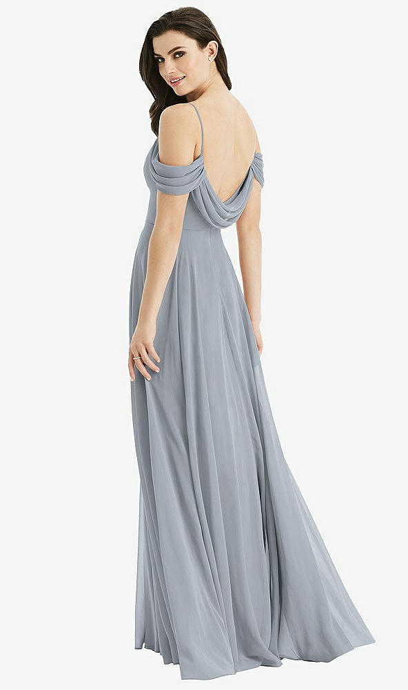 Front View - Platinum Off-the-Shoulder Open Cowl-Back Maxi Dress