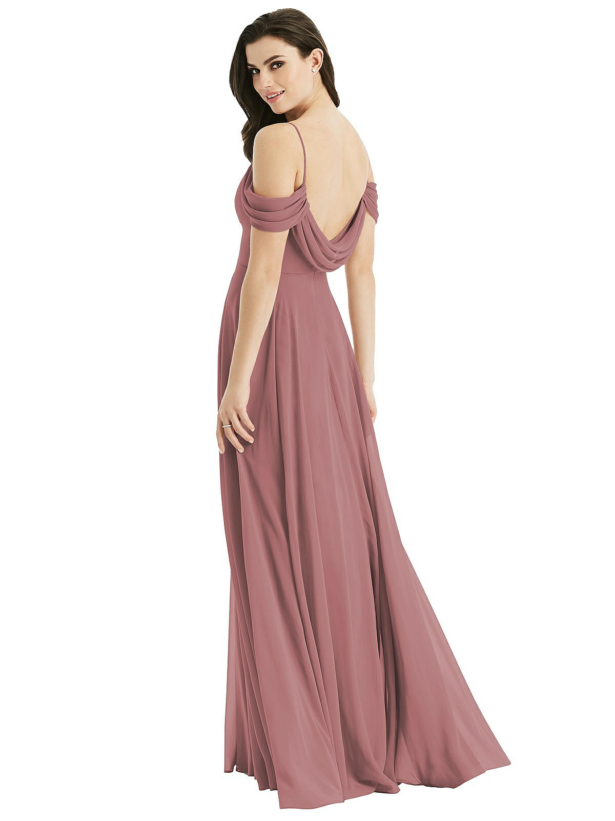 Dessy outlets Collection Off-The-Shoulder Chiffon Gown- size 2 R