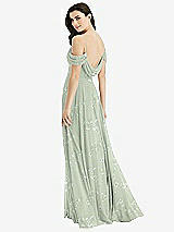 Front View Thumbnail - Vintage Primrose Sage Off-the-Shoulder Open Cowl-Back Maxi Dress