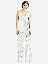 Front View Thumbnail - Bleu Garden Draped Wrap Chiffon Maxi Dress with Sash