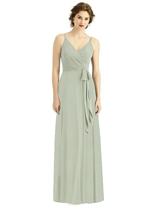 Draped Wrap Chiffon Maxi Dress with Sash