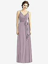 Front View Thumbnail - Lilac Dusk Draped Wrap Chiffon Maxi Dress with Sash