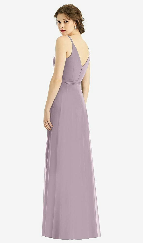 Back View - Lilac Dusk Draped Wrap Chiffon Maxi Dress with Sash