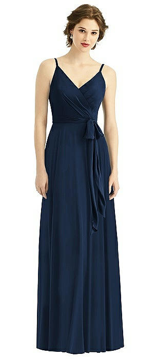 Draped Wrap Chiffon Maxi Dress with Sash