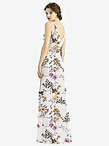 Rear View Thumbnail - Butterfly Botanica Ivory Draped Wrap Chiffon Maxi Dress with Sash