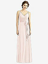 Front View Thumbnail - Blush Draped Wrap Chiffon Maxi Dress with Sash