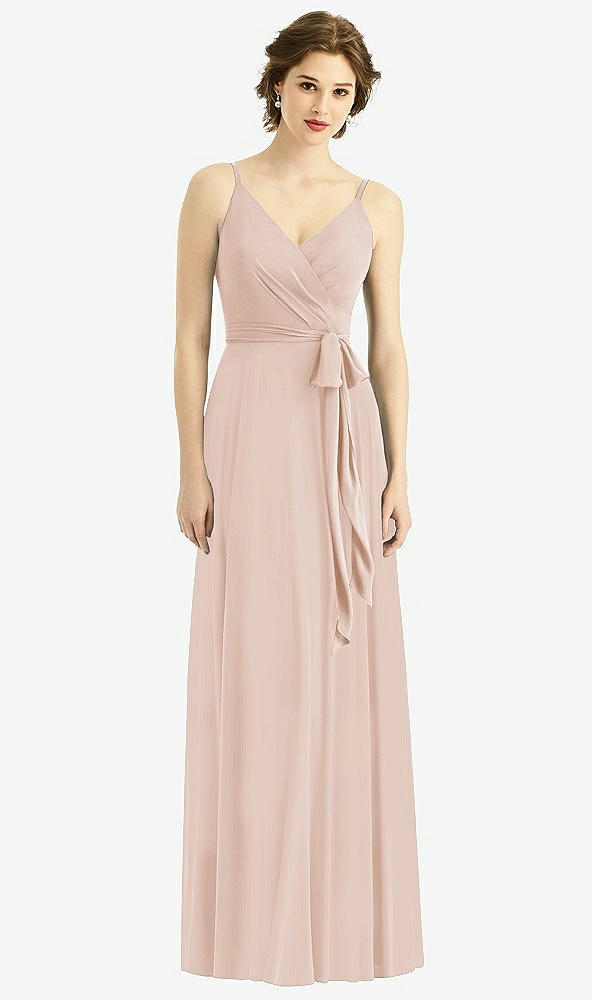 Front View - Cameo Draped Wrap Chiffon Maxi Dress with Sash