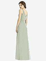 Rear View Thumbnail - Celadon Draped Wrap Chiffon Maxi Dress with Sash