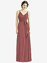 Front View Thumbnail - English Rose Draped Wrap Chiffon Maxi Dress with Sash