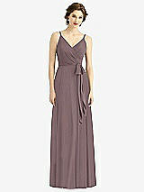 Front View Thumbnail - French Truffle Draped Wrap Chiffon Maxi Dress with Sash