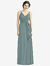 Front View Thumbnail - Icelandic Draped Wrap Chiffon Maxi Dress with Sash