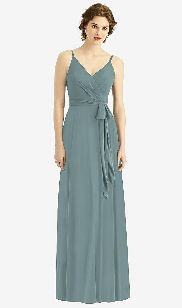 Front View - Icelandic Draped Wrap Chiffon Maxi Dress with Sash