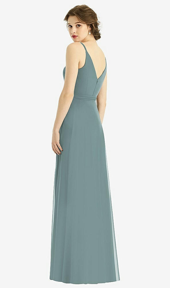 Back View - Icelandic Draped Wrap Chiffon Maxi Dress with Sash