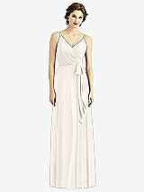 Front View Thumbnail - Ivory Draped Wrap Chiffon Maxi Dress with Sash