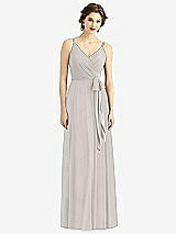 Front View Thumbnail - Oyster Draped Wrap Chiffon Maxi Dress with Sash