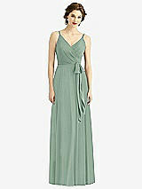 Front View Thumbnail - Seagrass Draped Wrap Chiffon Maxi Dress with Sash