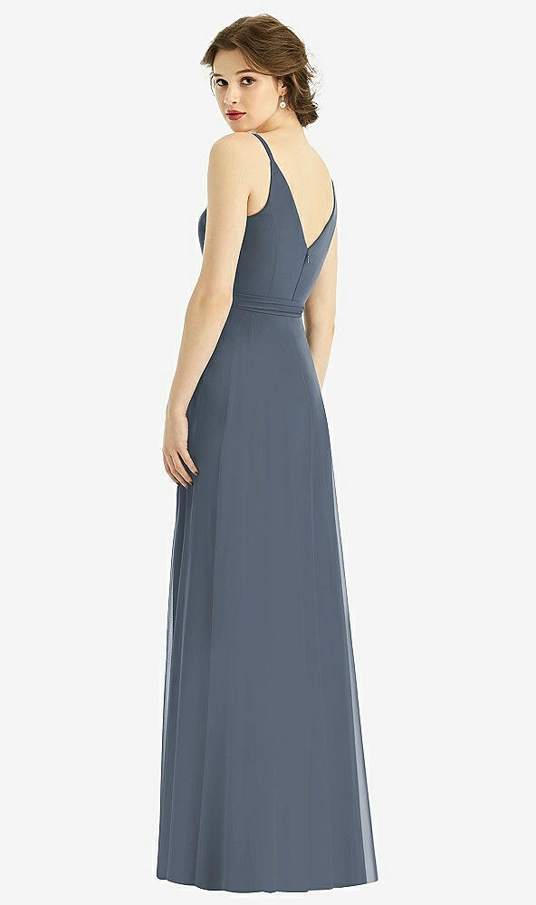 Back View - Silverstone Draped Wrap Chiffon Maxi Dress with Sash