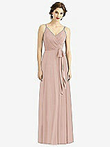 Front View Thumbnail - Toasted Sugar Draped Wrap Chiffon Maxi Dress with Sash