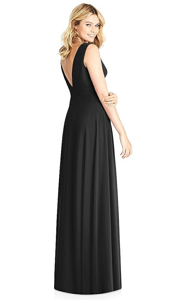 Back View - Black Sleeveless Deep V-Neck Open-Back Dress