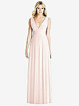 Front View Thumbnail - Blush Sleeveless Deep V-Neck Open-Back Dress