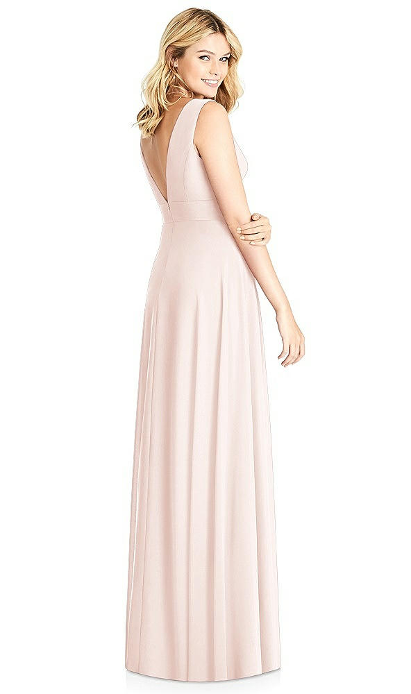 Back View - Blush Sleeveless Deep V-Neck Open-Back Dress