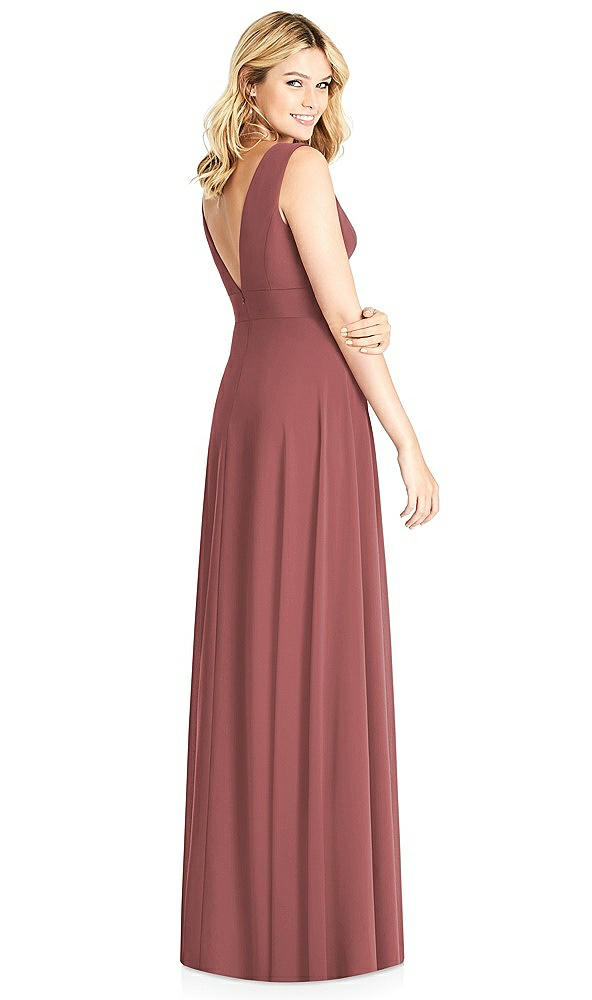 Back View - English Rose Sleeveless Deep V-Neck Open-Back Dress