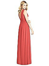 Rear View Thumbnail - Perfect Coral Sleeveless Deep V-Neck Open-Back Dress