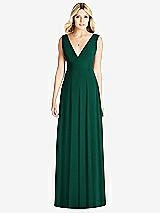 Front View Thumbnail - Hunter Green Sleeveless Deep V-Neck Open-Back Dress