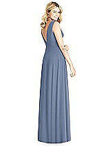 Rear View Thumbnail - Larkspur Blue Sleeveless Deep V-Neck Open-Back Dress