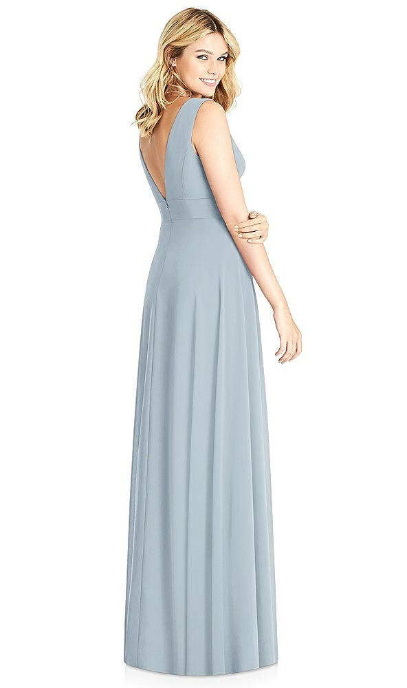 Back View - Mist Sleeveless Deep V-Neck Open-Back Dress