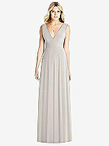 Front View Thumbnail - Oyster Sleeveless Deep V-Neck Open-Back Dress