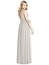 Rear View Thumbnail - Oyster Sleeveless Deep V-Neck Open-Back Dress