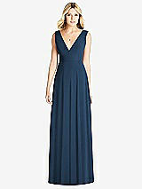 Front View Thumbnail - Sofia Blue Sleeveless Deep V-Neck Open-Back Dress