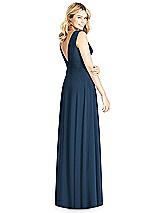 Rear View Thumbnail - Sofia Blue Sleeveless Deep V-Neck Open-Back Dress