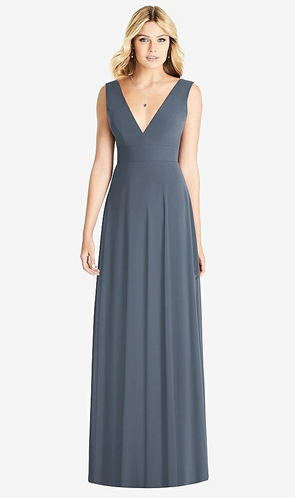 Front View - Silverstone Sleeveless Deep V-Neck Open-Back Dress