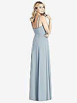 Rear View Thumbnail - Mist Dual Spaghetti Strap Crepe Dress with Front Slits